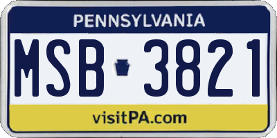 PA license plate MSB3821