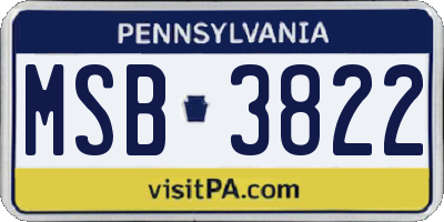 PA license plate MSB3822