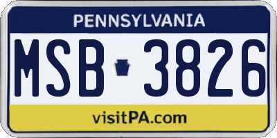 PA license plate MSB3826