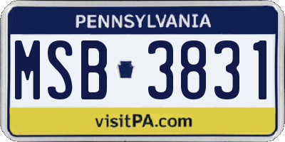 PA license plate MSB3831