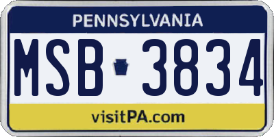 PA license plate MSB3834
