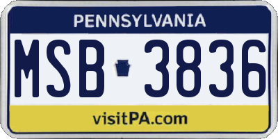 PA license plate MSB3836