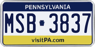 PA license plate MSB3837