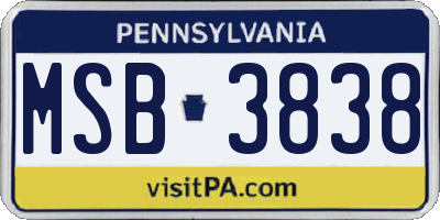 PA license plate MSB3838