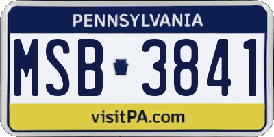 PA license plate MSB3841
