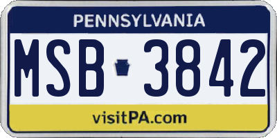 PA license plate MSB3842