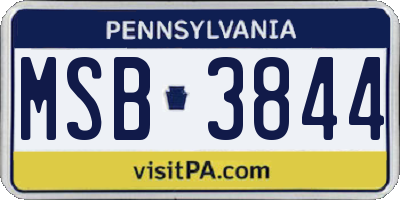 PA license plate MSB3844