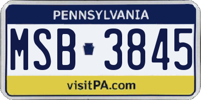PA license plate MSB3845