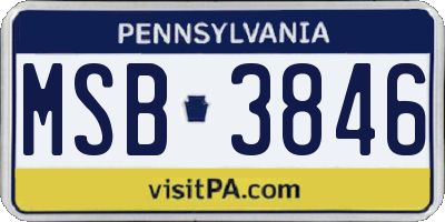 PA license plate MSB3846