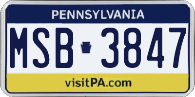 PA license plate MSB3847
