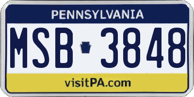 PA license plate MSB3848