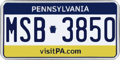 PA license plate MSB3850