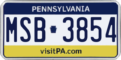 PA license plate MSB3854