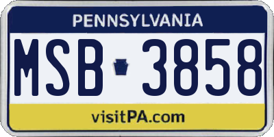 PA license plate MSB3858