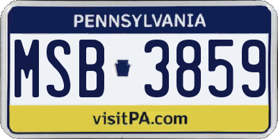 PA license plate MSB3859