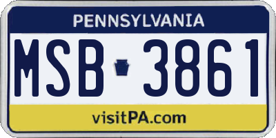 PA license plate MSB3861