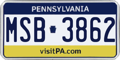 PA license plate MSB3862