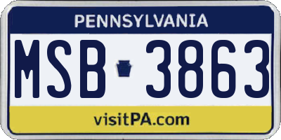 PA license plate MSB3863