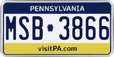 PA license plate MSB3866