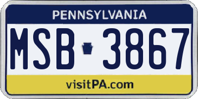 PA license plate MSB3867