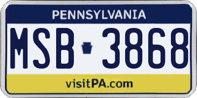 PA license plate MSB3868