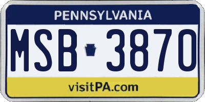PA license plate MSB3870