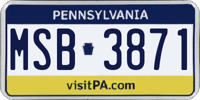 PA license plate MSB3871