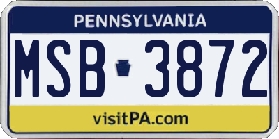 PA license plate MSB3872