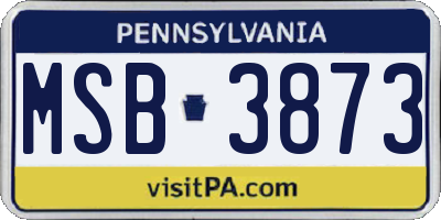 PA license plate MSB3873