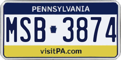 PA license plate MSB3874