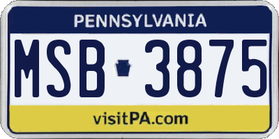 PA license plate MSB3875