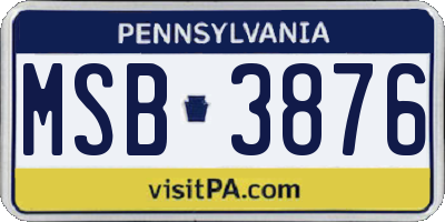 PA license plate MSB3876