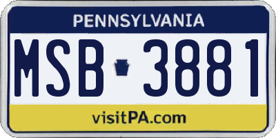 PA license plate MSB3881