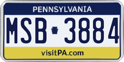 PA license plate MSB3884