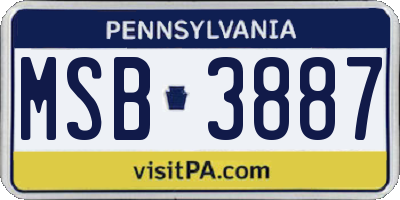PA license plate MSB3887