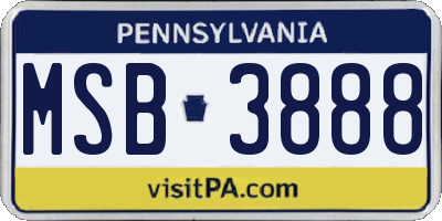 PA license plate MSB3888