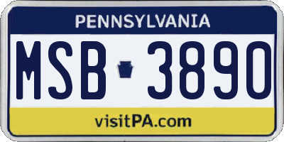 PA license plate MSB3890
