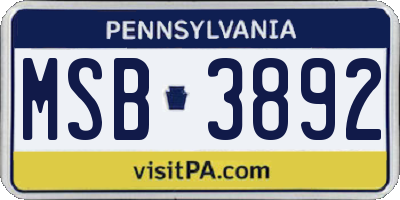 PA license plate MSB3892