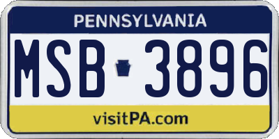 PA license plate MSB3896