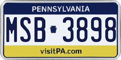 PA license plate MSB3898