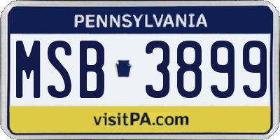 PA license plate MSB3899