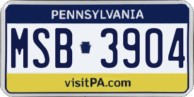 PA license plate MSB3904