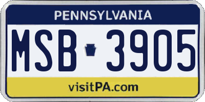 PA license plate MSB3905