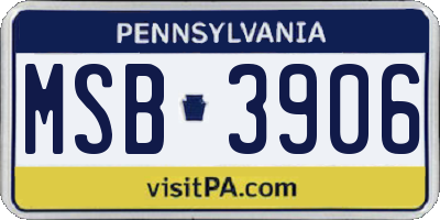 PA license plate MSB3906