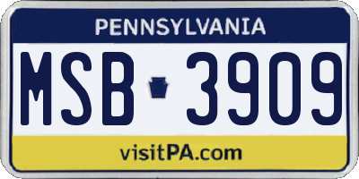 PA license plate MSB3909