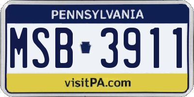 PA license plate MSB3911