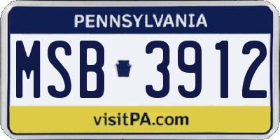 PA license plate MSB3912