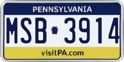 PA license plate MSB3914