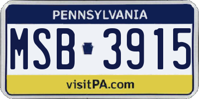 PA license plate MSB3915