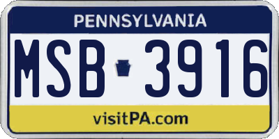 PA license plate MSB3916